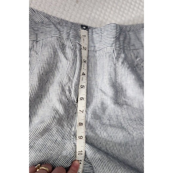 Chicos 100%‎ Linen Navy Striped Wide Leg Crop Pants Size 2 US LLagenlook Beachy - Picture 6 of 9